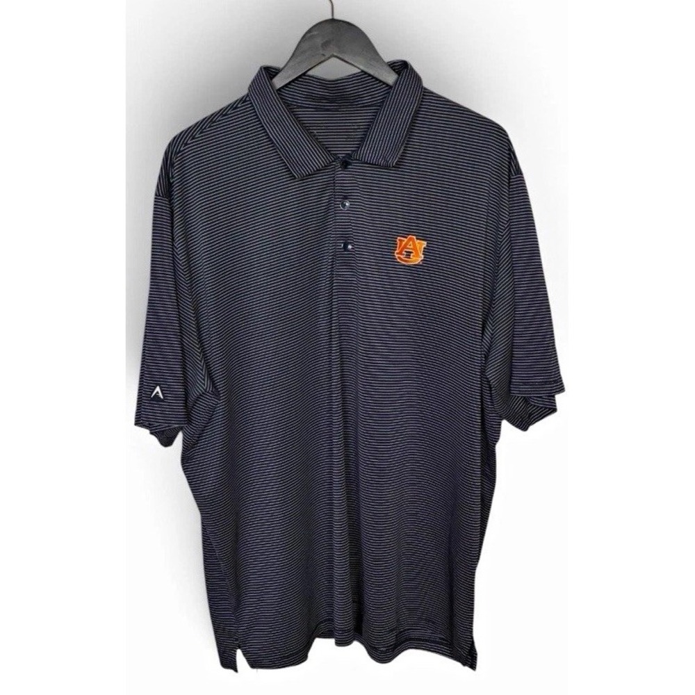Antigua Auburn Tigers AU Logo Navy White Striped Short Sleeve Polo Shirt 2XL